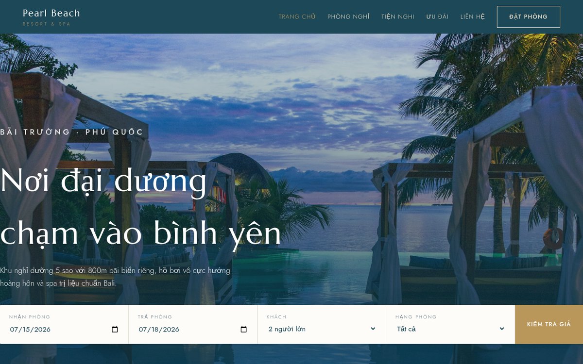 Website bán tỏi Lý Sơn – ảnh chụp mẫu website khách sạn trong kho demo WebCut