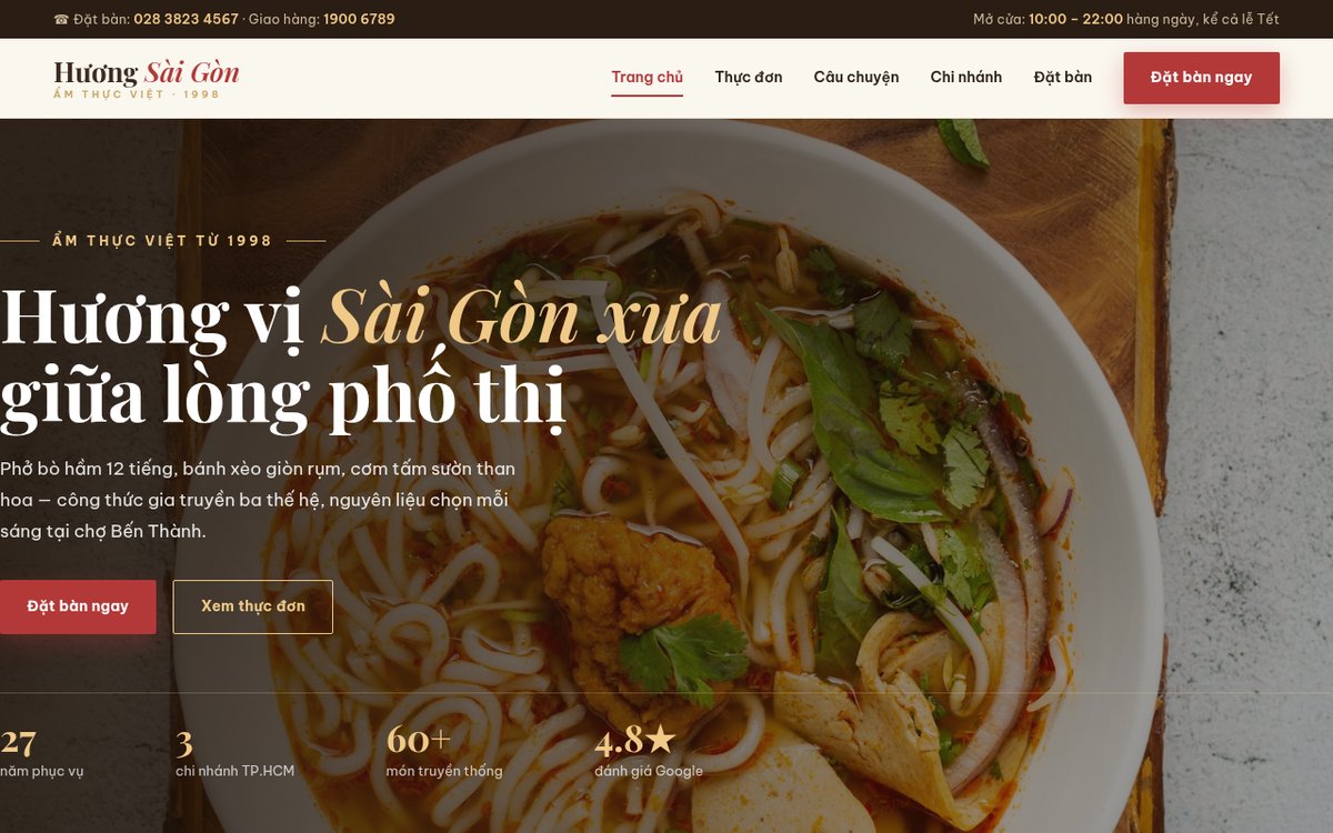 Website nhà hàng tiệc cưới – ảnh chụp mẫu website nhà hàng trong kho demo WebCut