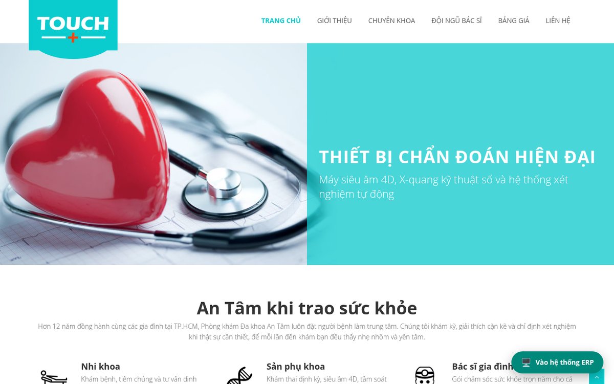 Mẫu giao diện phòng khám An Tâm trong kho demo WebCut, tham khảo bố cục cho website phòng khám thú y có đặt lịch và dịch vụ