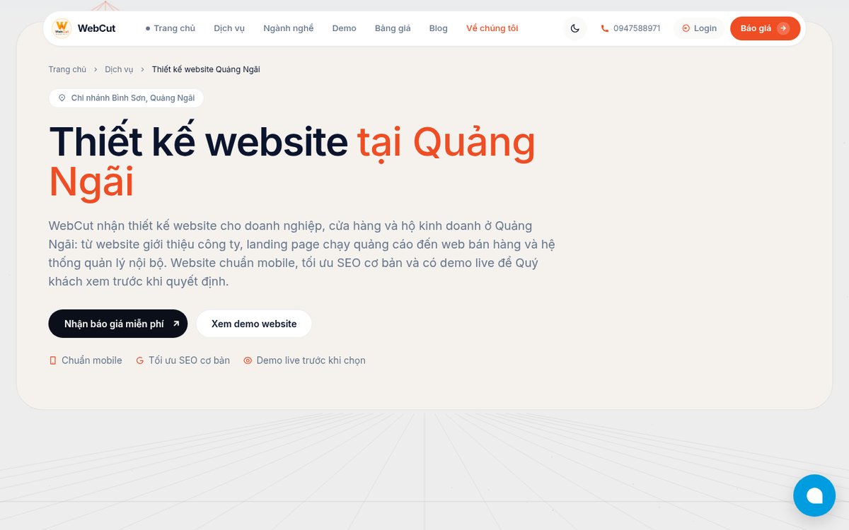Thiết kế website Mộ Đức – ảnh chụp trang Thiết kế website Quảng Ngãi của WebCut