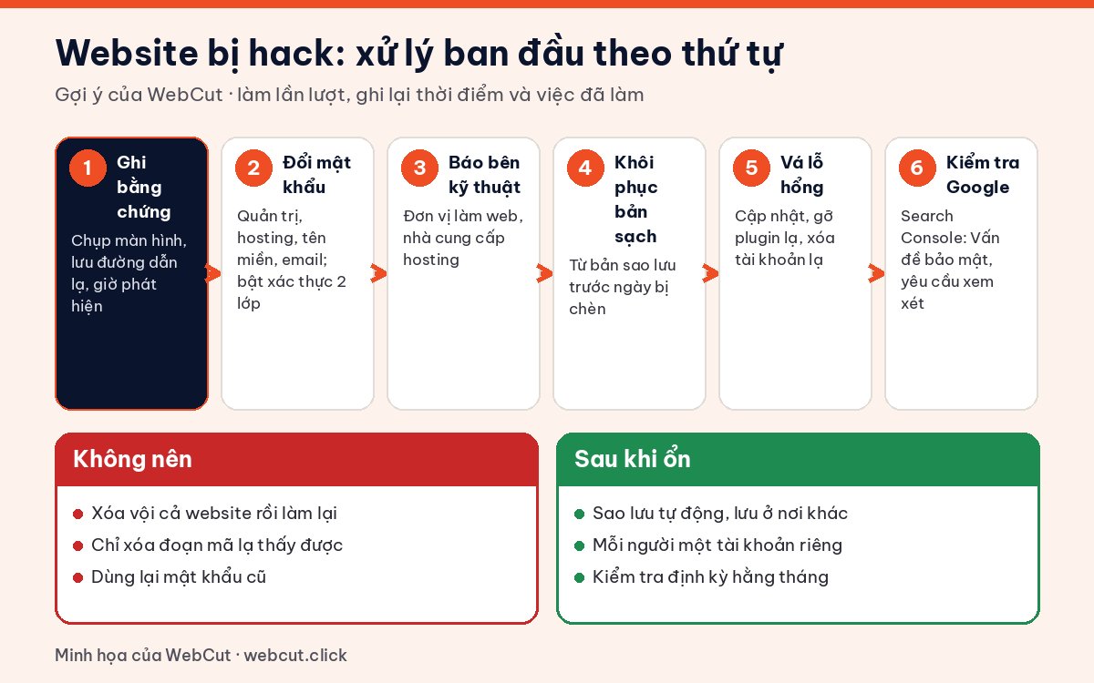 Sáu bước xử lý ban đầu khi website bị hack hoặc bị chèn quảng cáo lạ