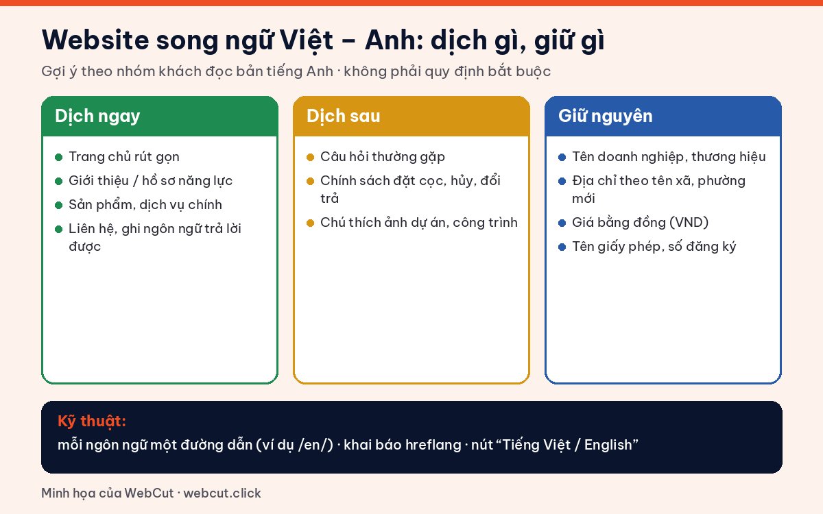 Bảng gợi ý website song ngữ Việt – Anh: nhóm nên dịch trước, nhóm dịch sau và nhóm giữ nguyên tiếng Việt