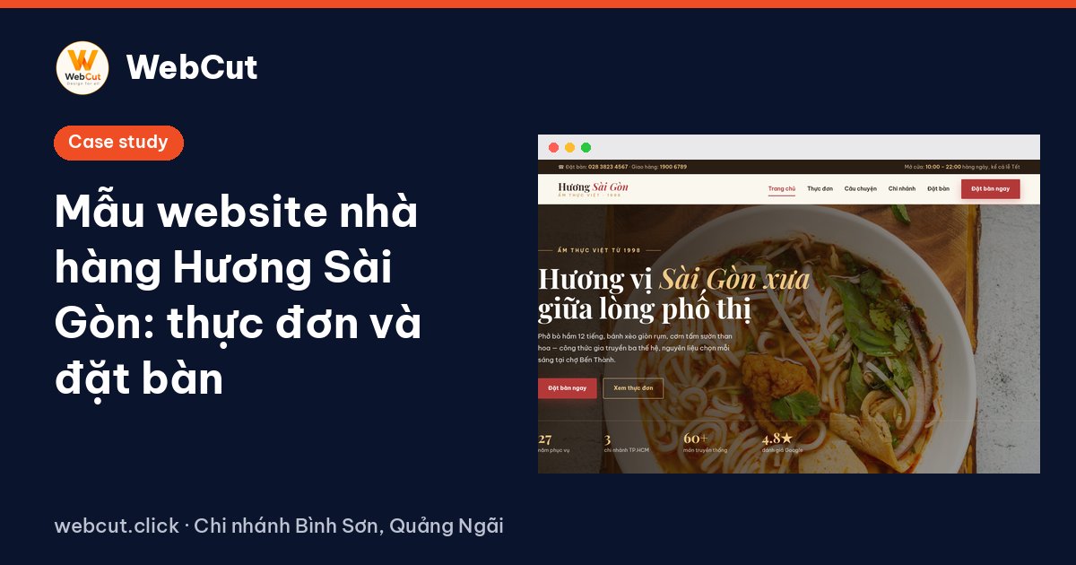 Mẫu website nhà hàng Hương Sài Gòn: thực đơn và đặt bàn