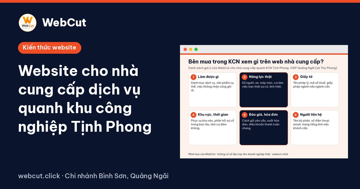 Website cho nhà cung cấp dịch vụ quanh khu công nghiệp Tịnh Phong